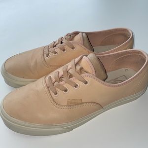 Vans Authentic Light Pink Full Grain Leather Lace Up Shoes Womens 7.5